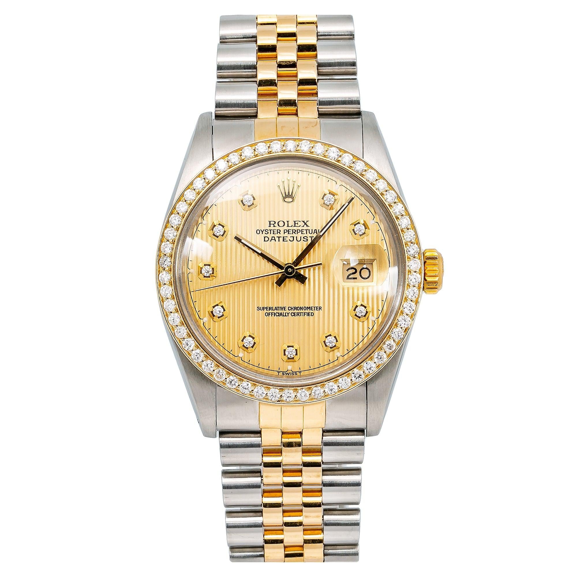 Rolex Datejust 16013 36MM Champagne Diamond Dial With Two Tone Jubilee Bracelet