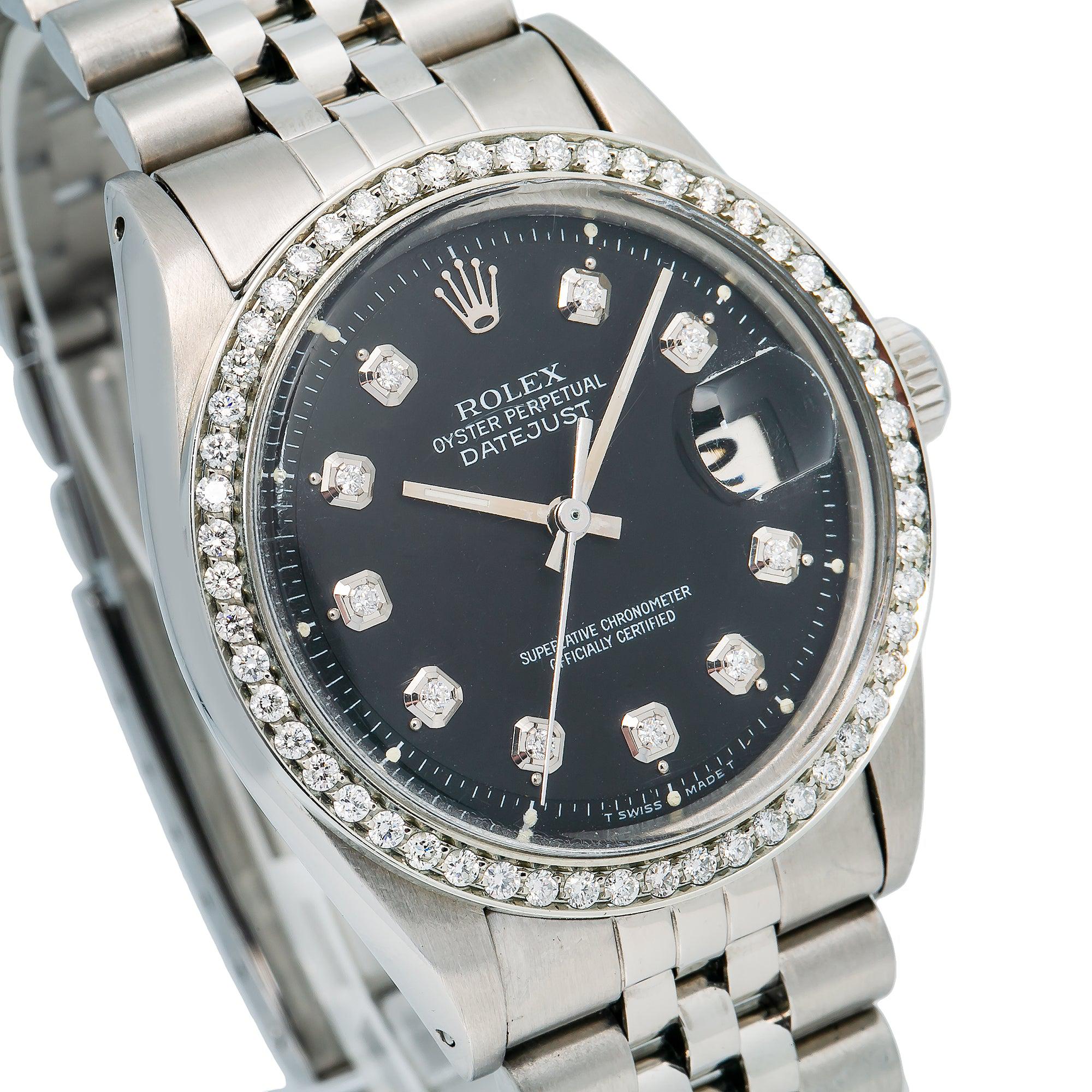 Rolex Datejust 1603 36MM Black Diamond Dial With Stainless Steel Jubilee Bracelet
