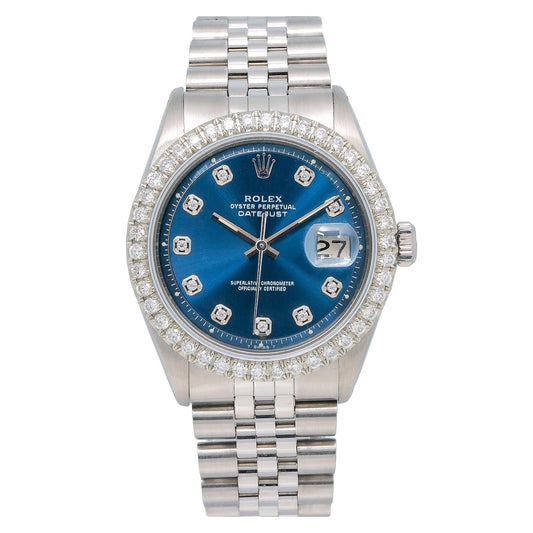 Rolex Datejust 1601 36MM Blue Diamond Dial With Stainless Steel Jubilee Bracelet