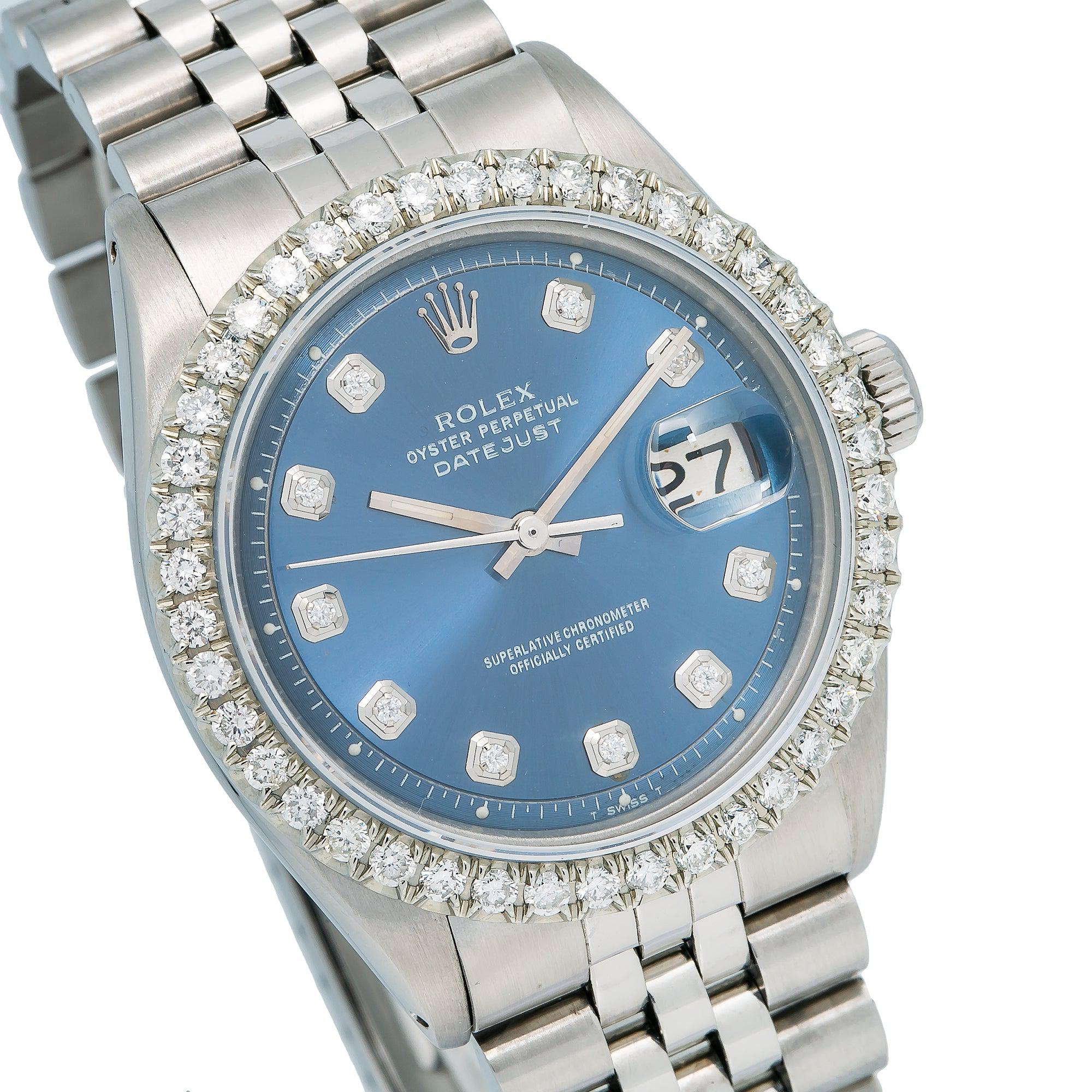 Rolex Datejust 1601 36MM Blue Diamond Dial With Stainless Steel Jubilee Bracelet