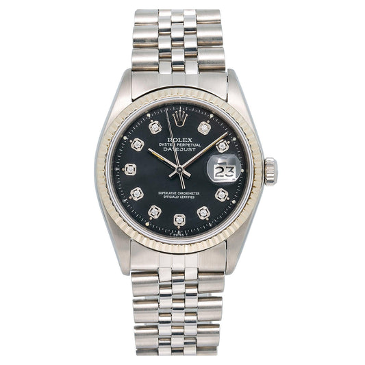 Rolex Datejust 1601 36MM Black Diamond Dial With Stainless Steel Jubilee Bracelet