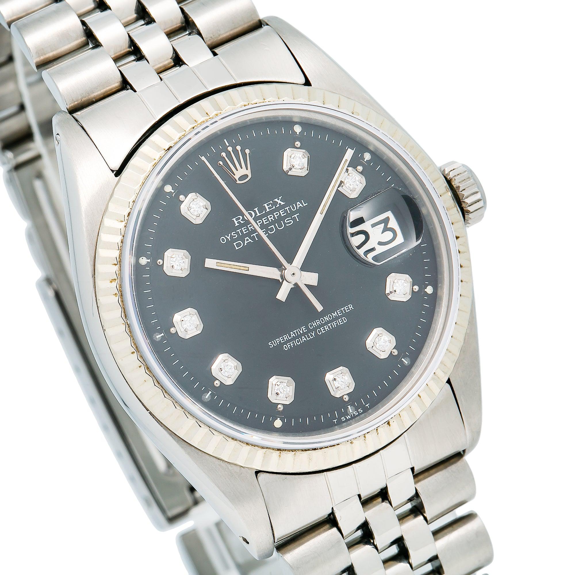Rolex Datejust 1601 36MM Black Diamond Dial With Stainless Steel Jubilee Bracelet