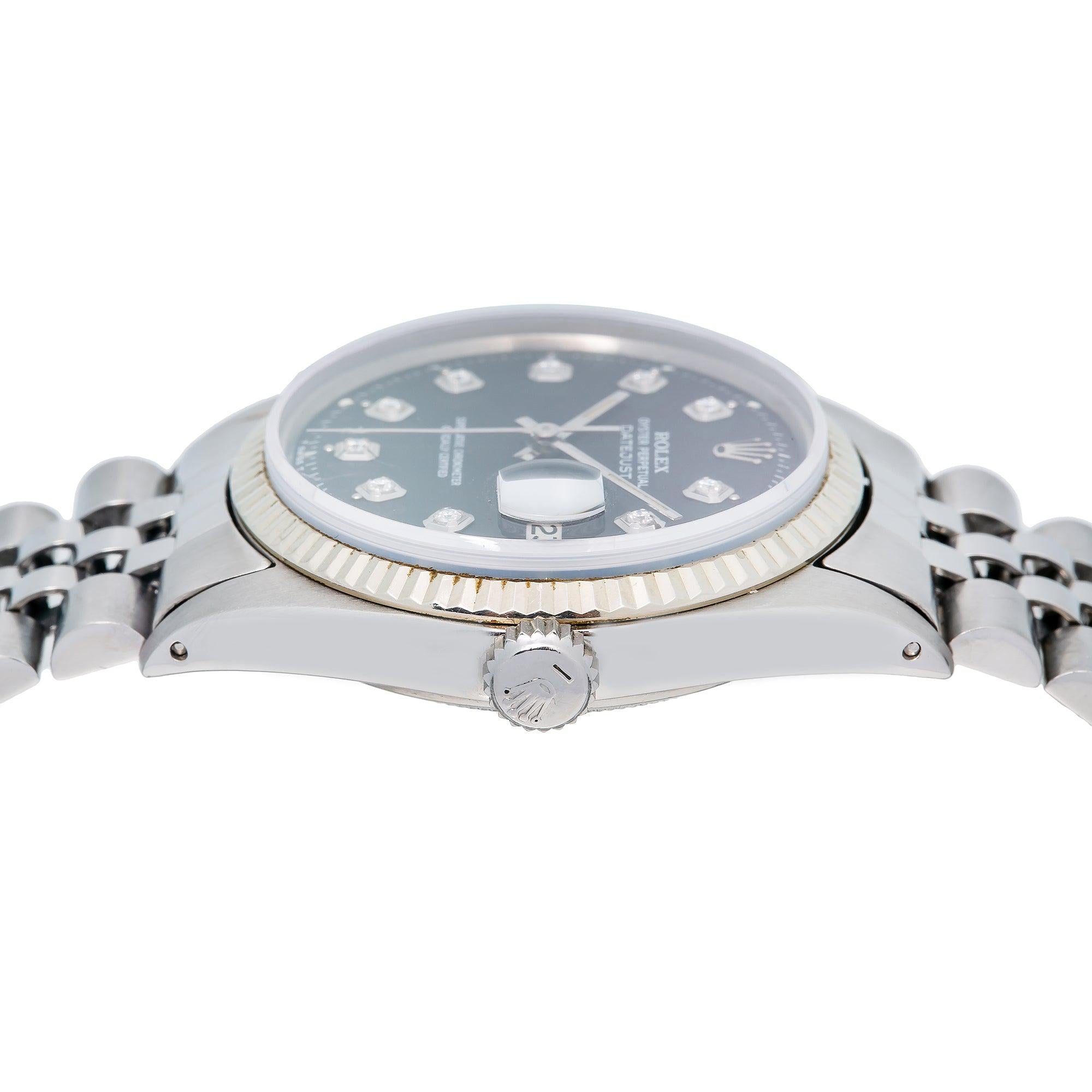 Rolex Datejust 1601 36MM Black Diamond Dial With Stainless Steel Jubilee Bracelet