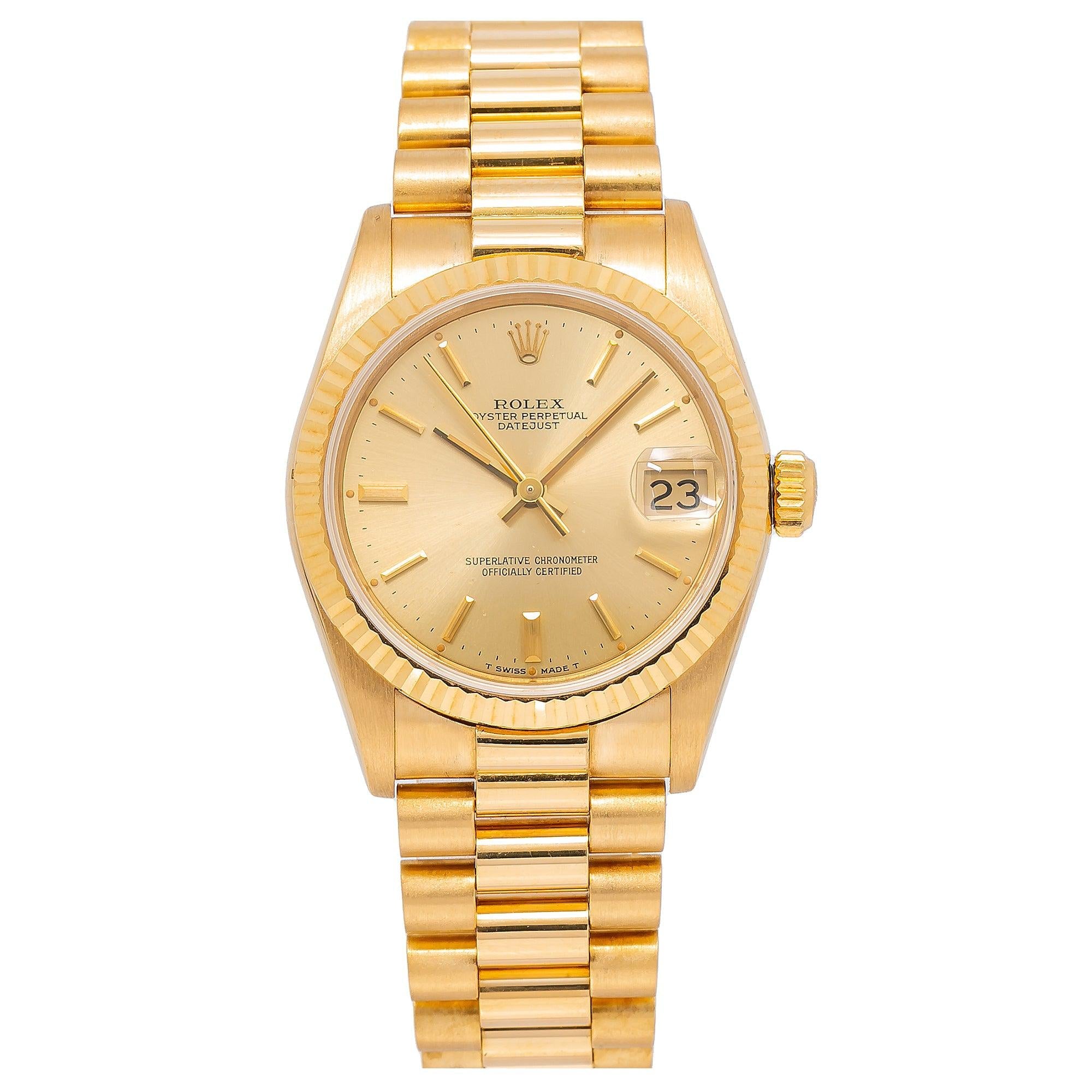 Rolex Datejust 68278 31MM Champagne Dial With Yellow Gold President Bracelet