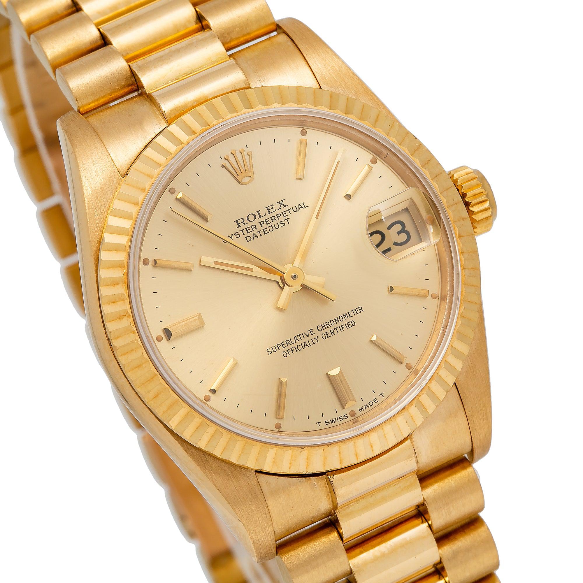Rolex Datejust 68278 31MM Champagne Dial With Yellow Gold President Bracelet