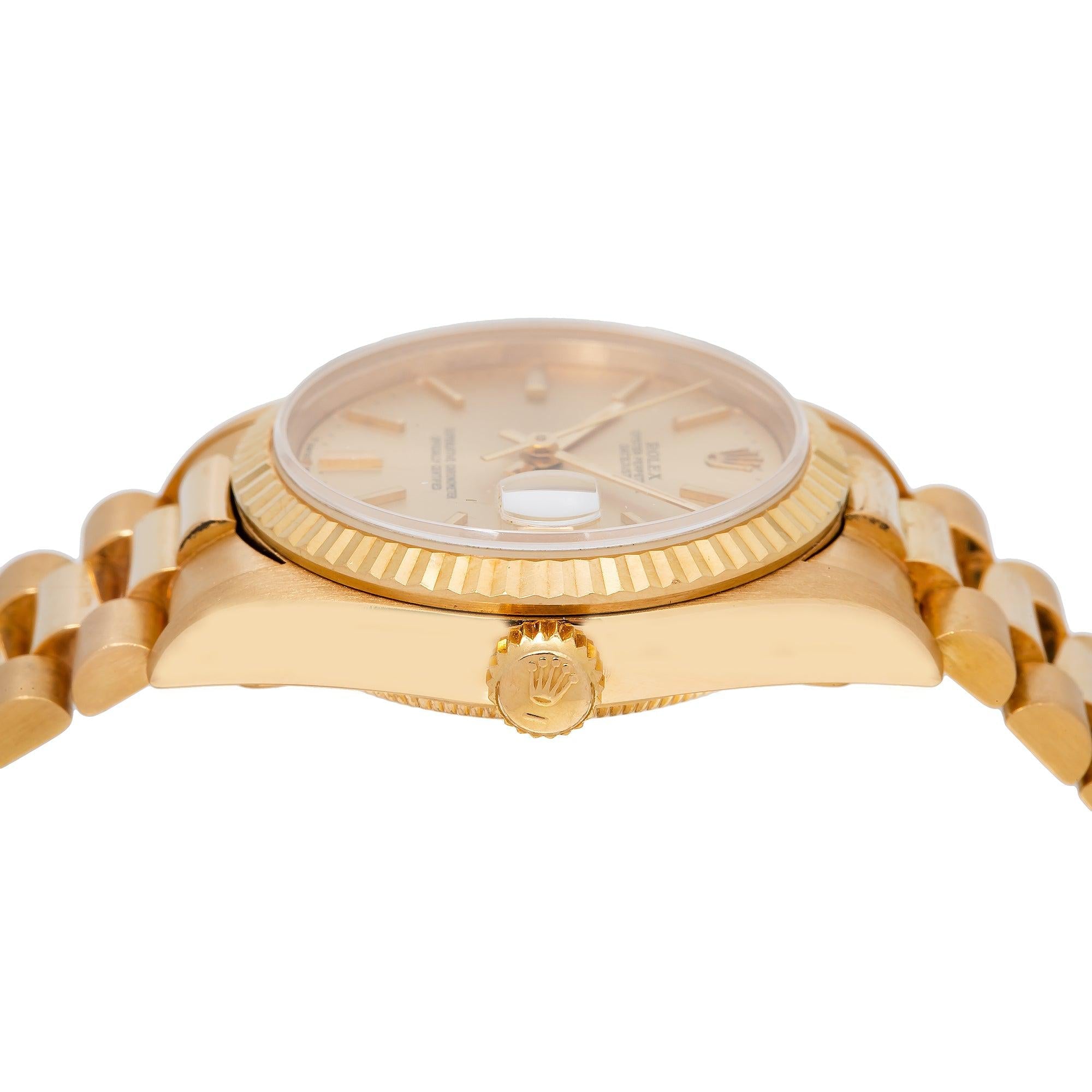 Rolex Datejust 68278 31MM Champagne Dial With Yellow Gold President Bracelet