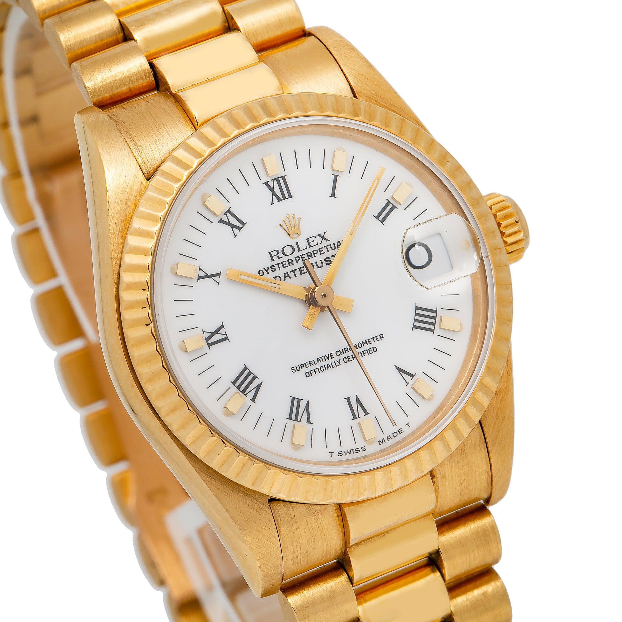 Rolex Datejust 68278 31MM White Dial With Yellow Gold President Bracelet