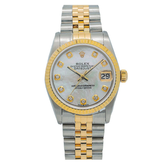 Rolex Datejust 16013 36MM Silver Diamond Dial With Two Tone Bracelet
