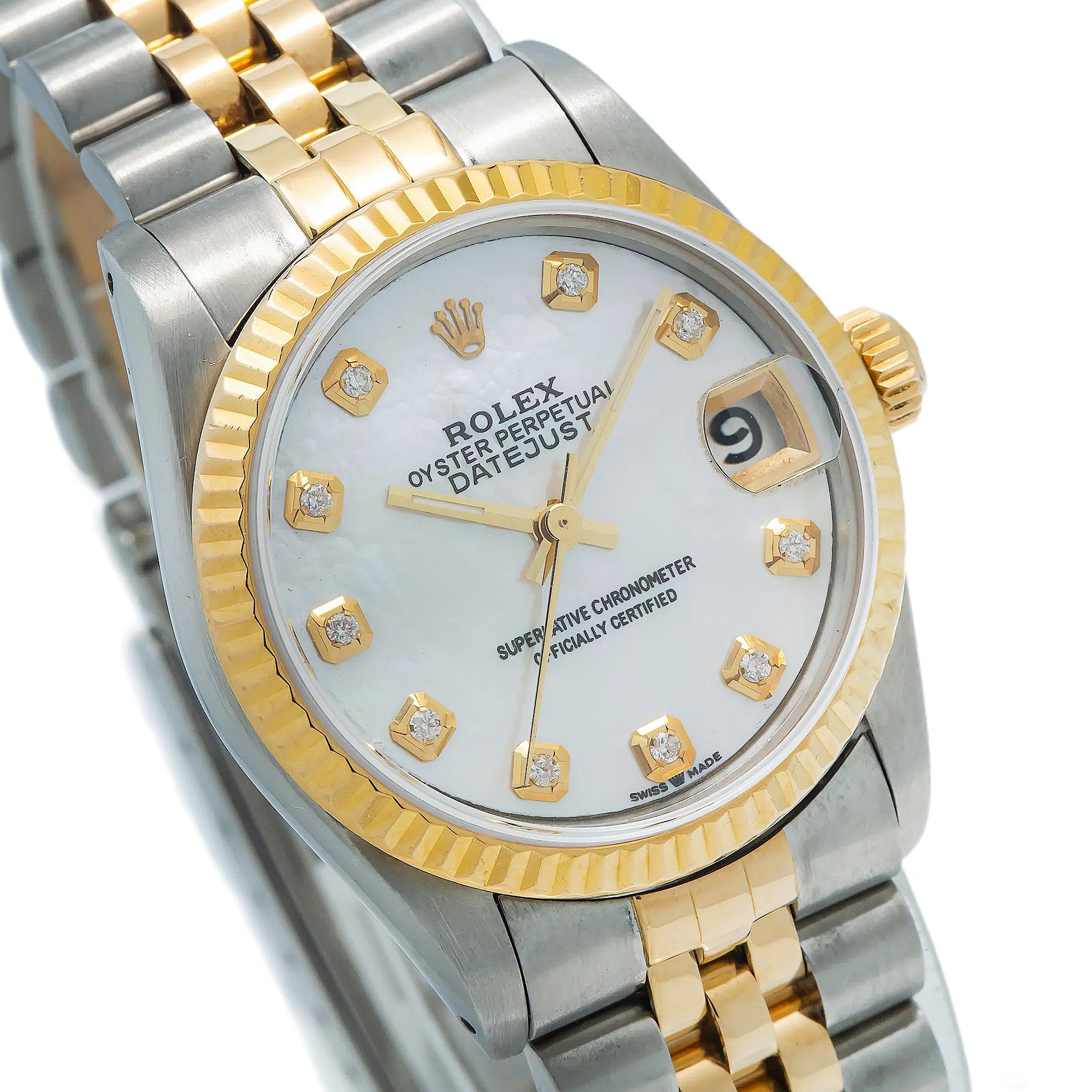 Rolex Datejust 16013 36MM Silver Diamond Dial With Two Tone Bracelet