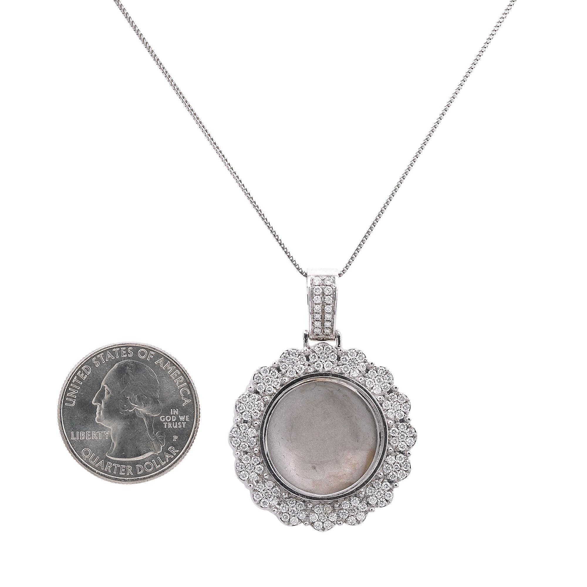 14K GOLD SUNFOLOWER PICTURE PENDANT WITH 1.52 CT ROUND DIAMONDS