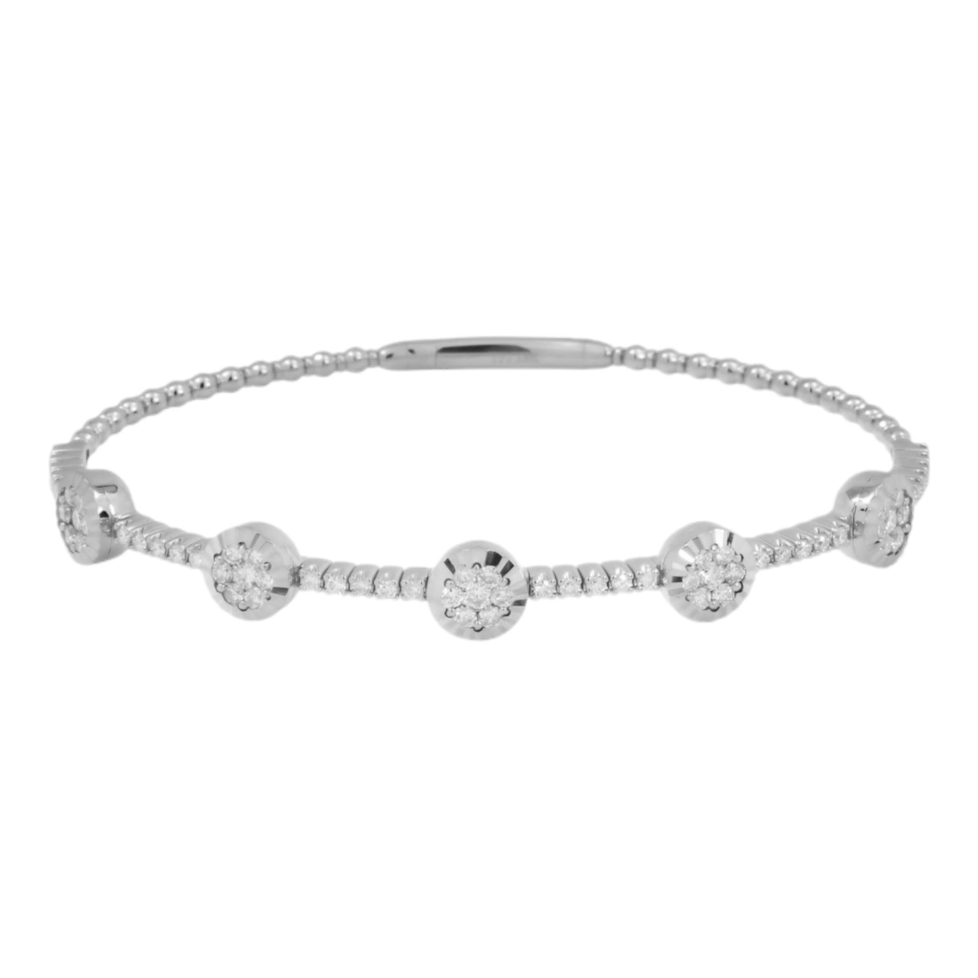 18K GOLD ROUND DIAMONDS THIN BANGLE BRACELET 1.15 CT