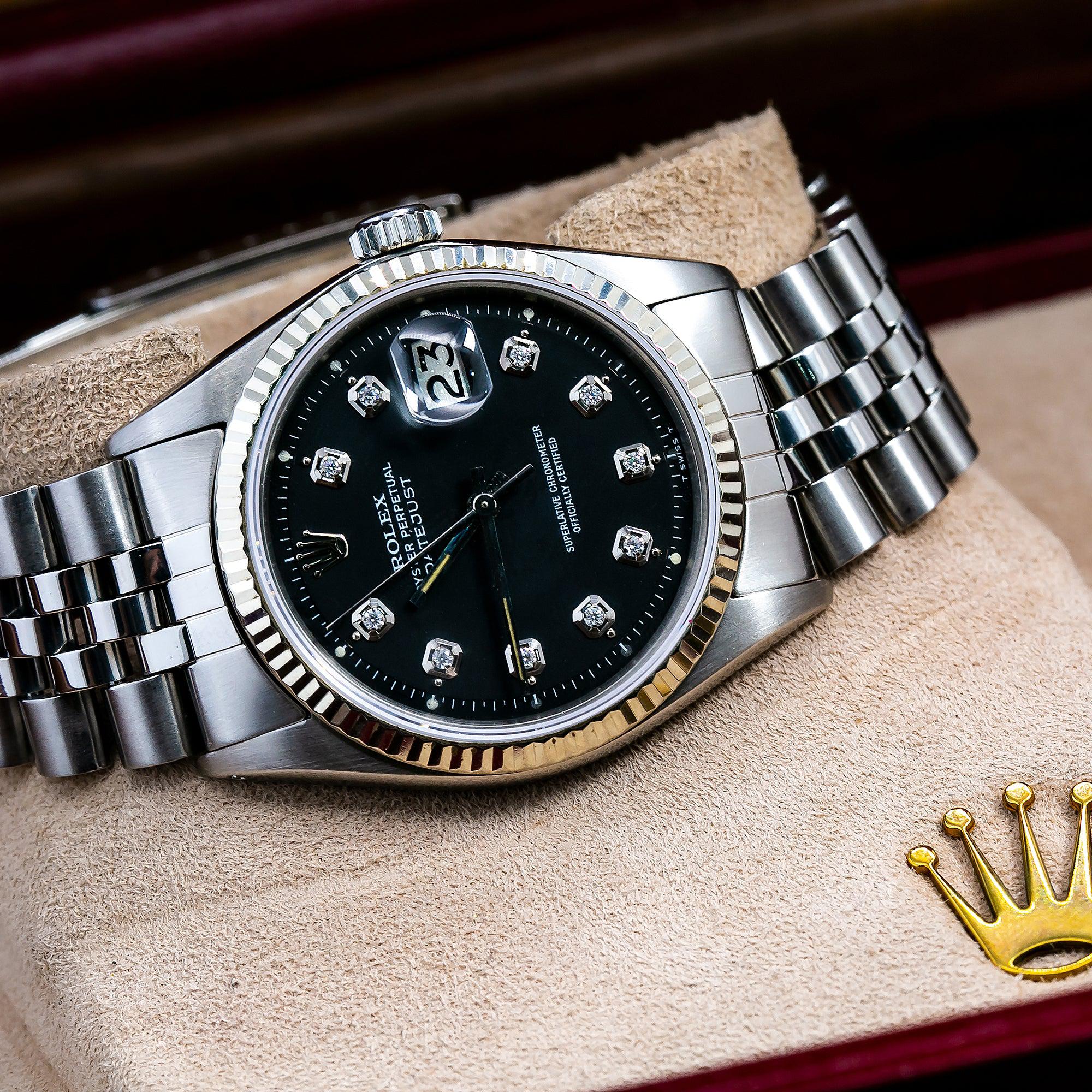 Rolex Datejust 1601 36MM Black Diamond Dial With Stainless Steel Jubilee Bracelet