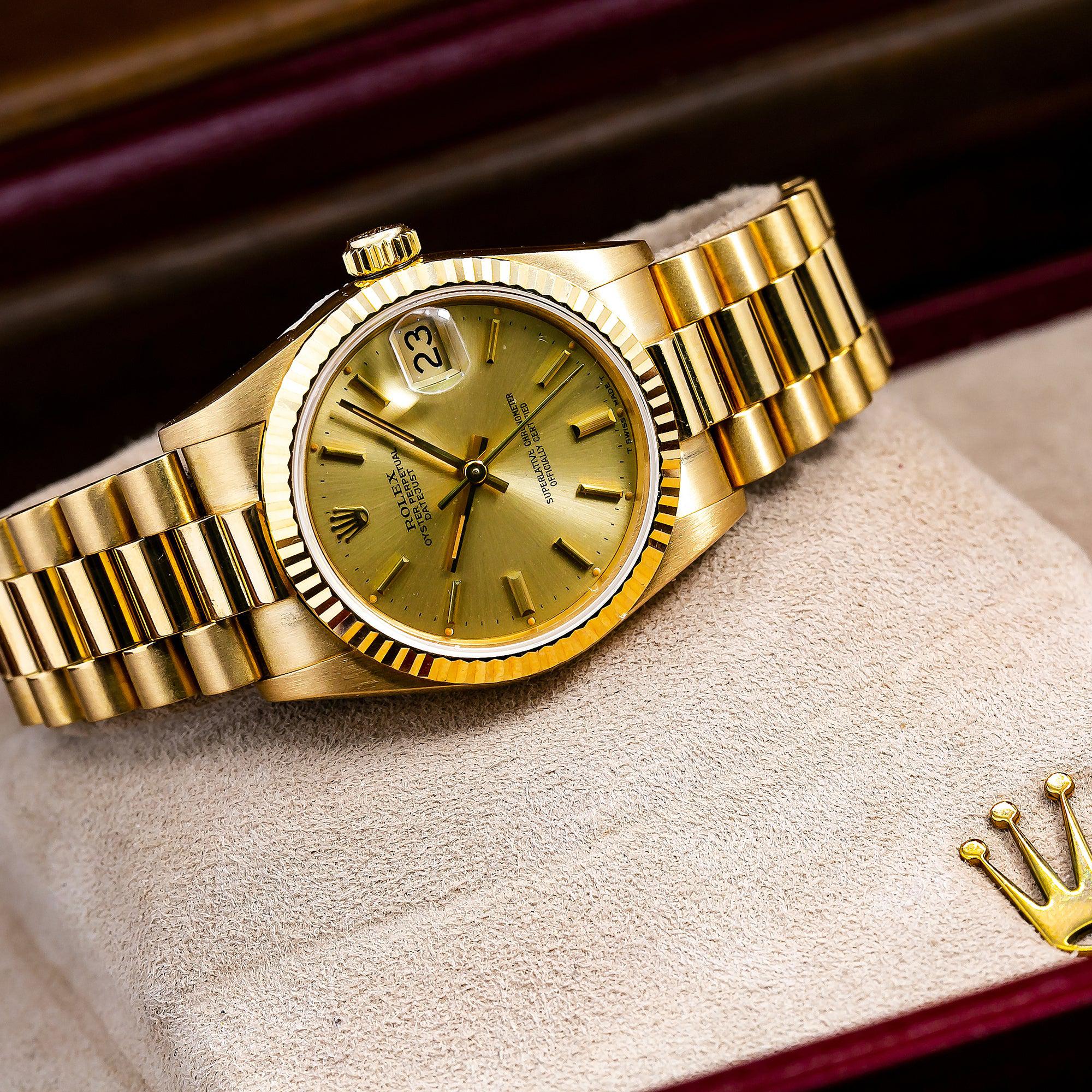 Rolex Datejust 68278 31MM Champagne Dial With Yellow Gold President Bracelet