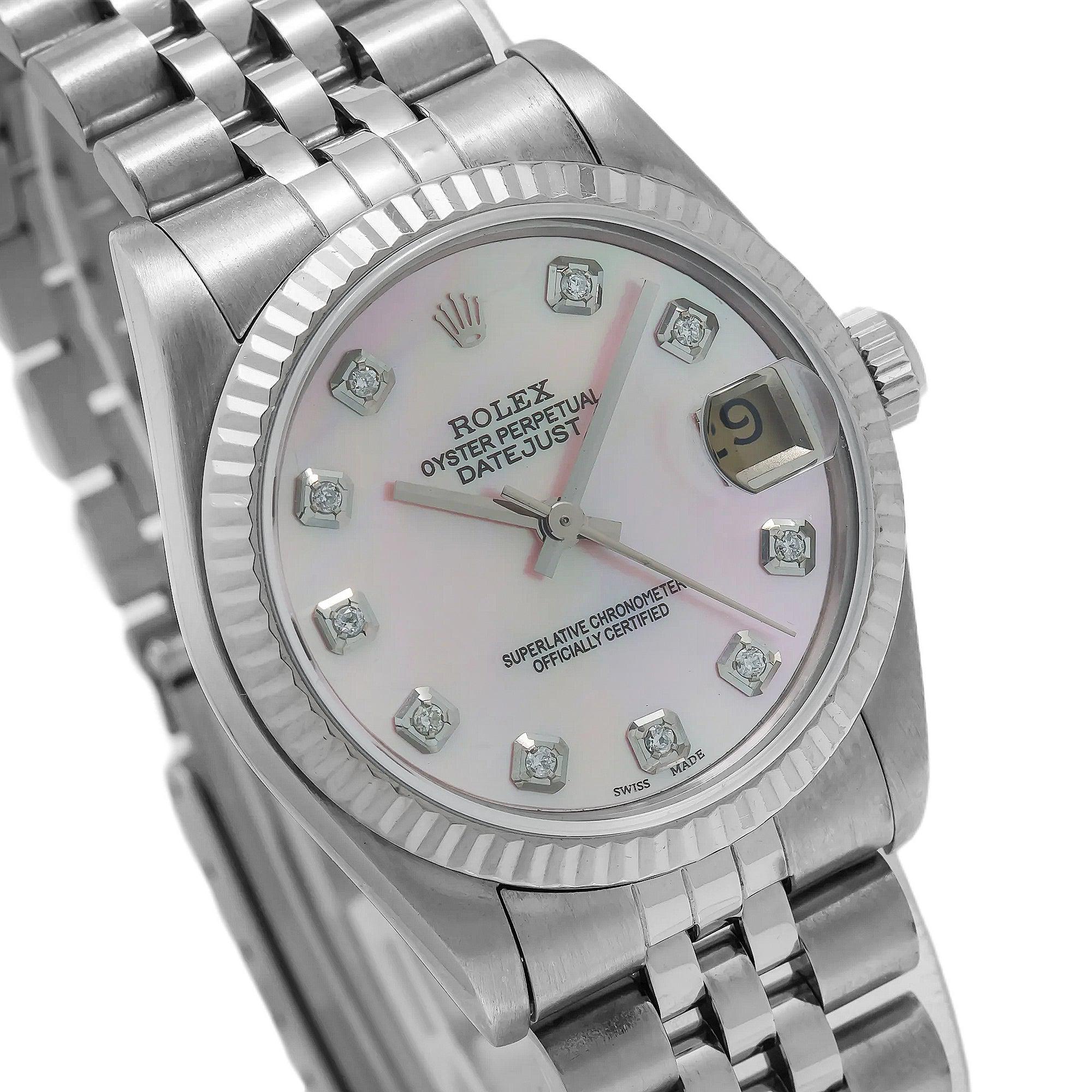 Rolex Datejust 68274 31MM Pink Mother Of Pearl Diamond Dial