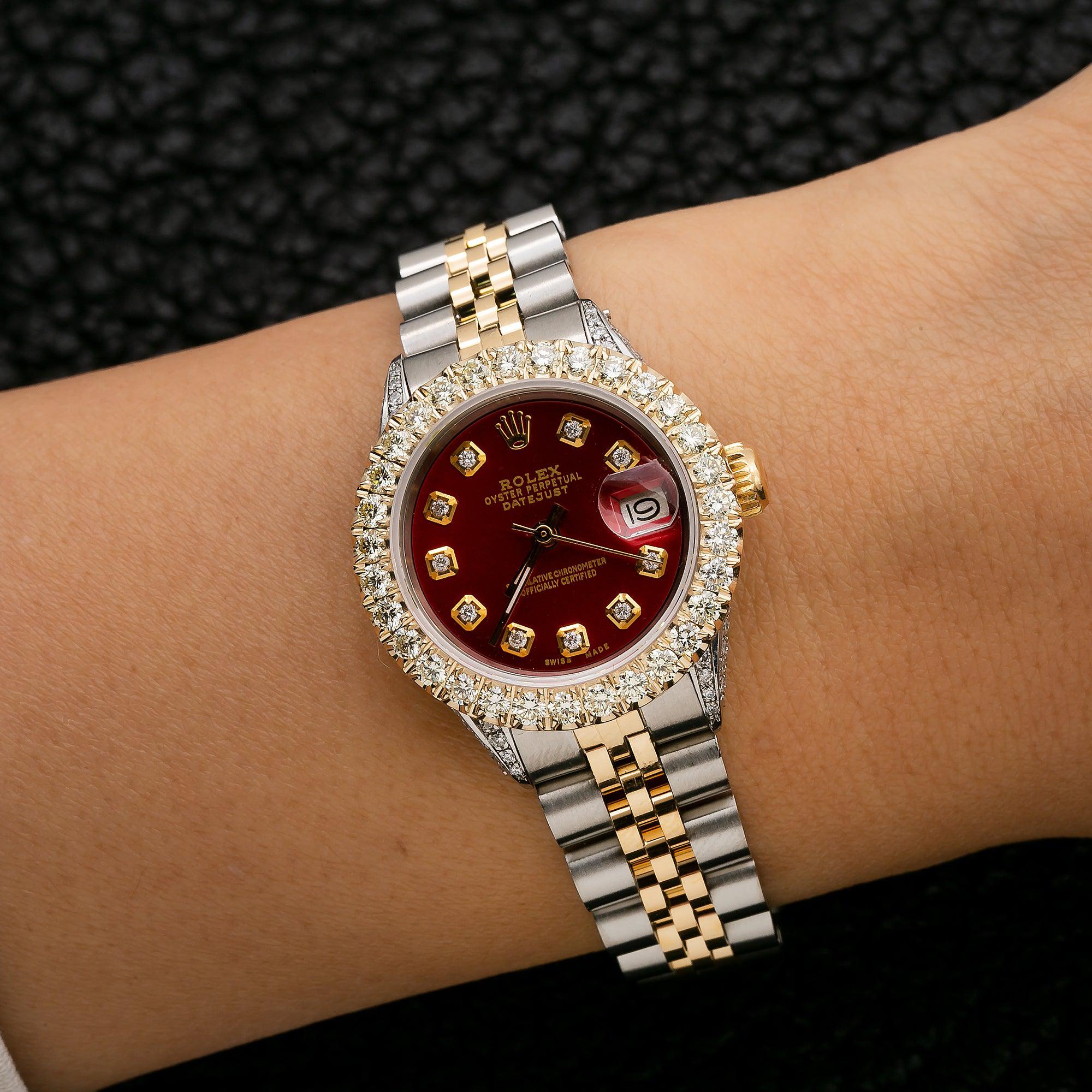 Rolex Datejust 6916  26MM Red Diamond  With 2.25 CT Diamonds