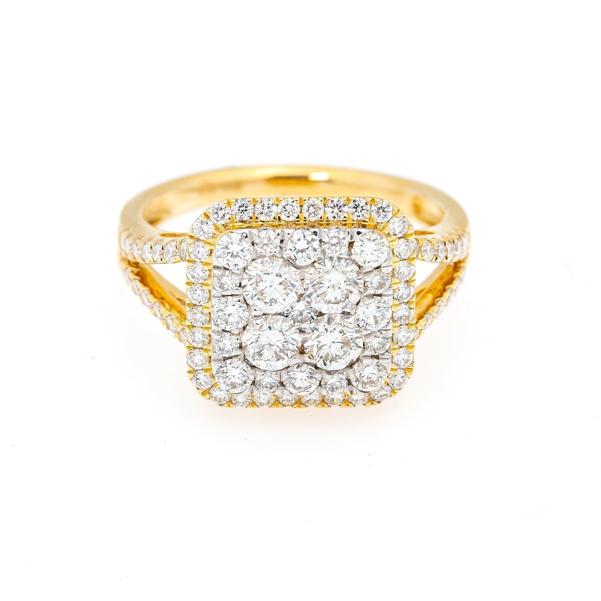 14K YELLOW GOLD LADIES ENGAGEMENT RING WITH 1.50 CT DIAMONDS