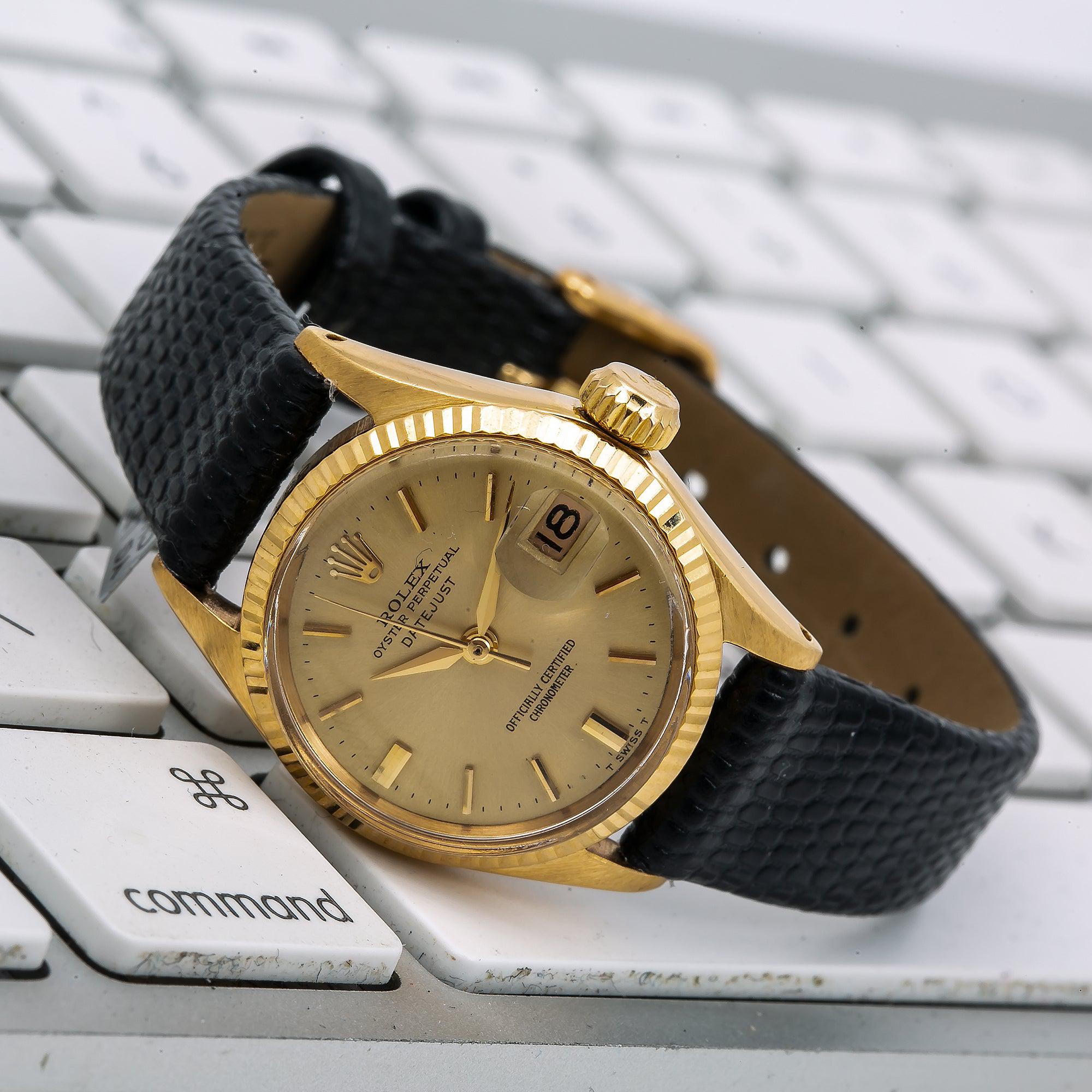 Rolex Datejust 6517 26MM Champagne Dial With Leather Bracelet