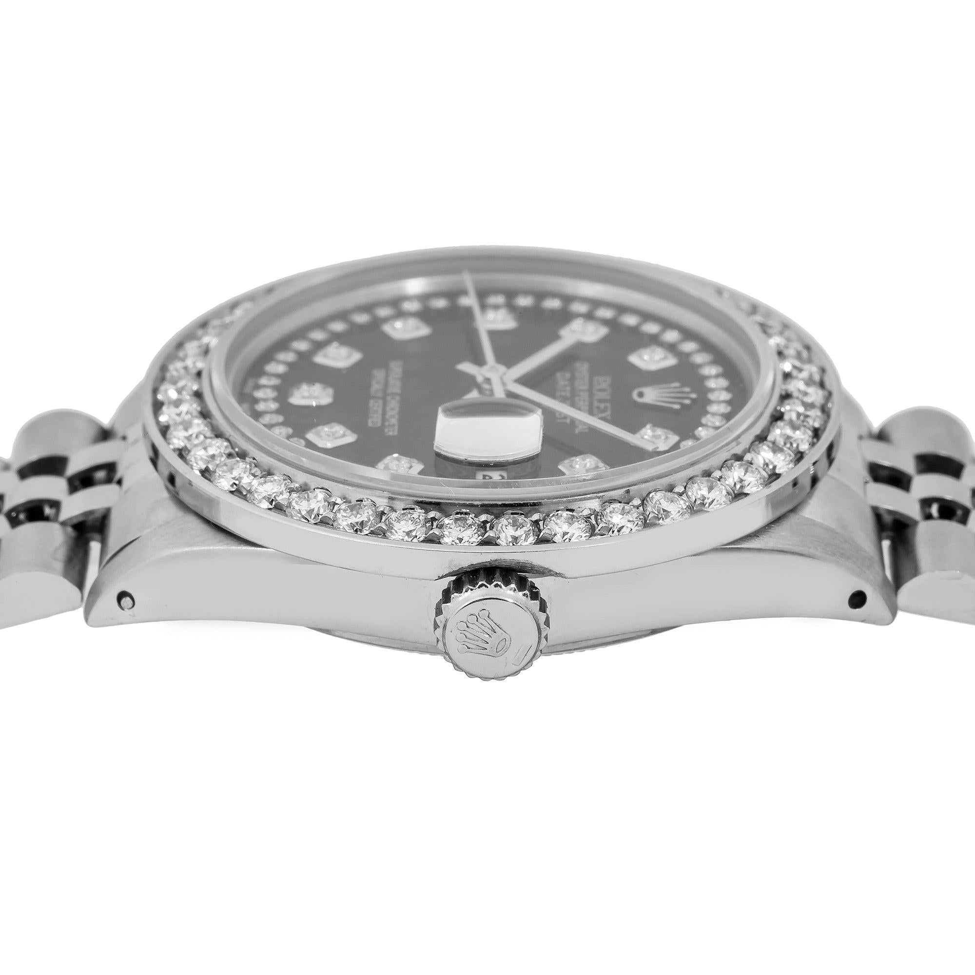 Rolex Datejust 16030 36MM Black Diamond Dial With 1.50 CT Diamonds