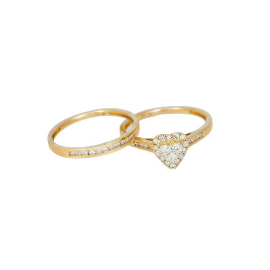 14K GOLD DIAMOND HEART CLUSTER BRIDAL SET 0.50 CTW