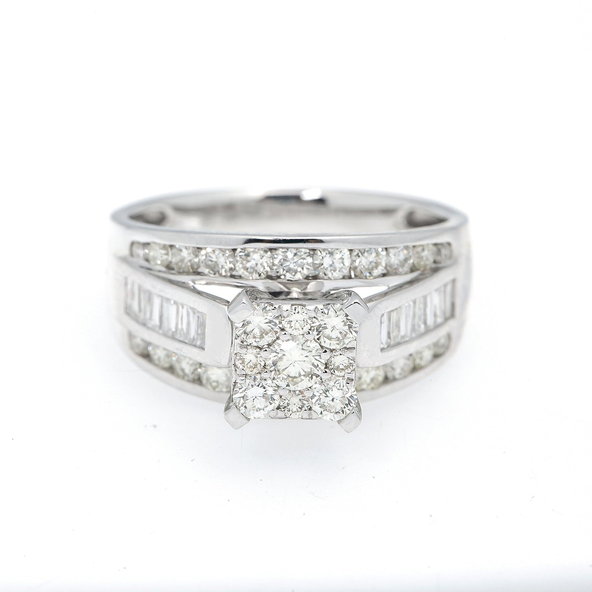 14K WHITE GOLD ENGAGEMENT LADIES RING WITH 1.75 CT DIAMONDS