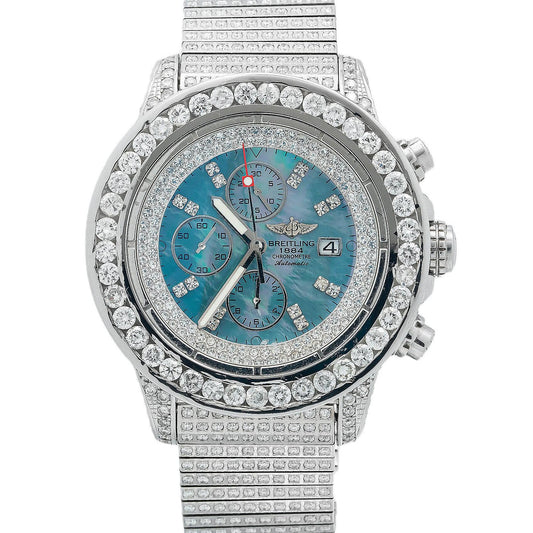 Breitling Super Avenger A13370 48MM Blue Mother Of Pearl Diamond Dial