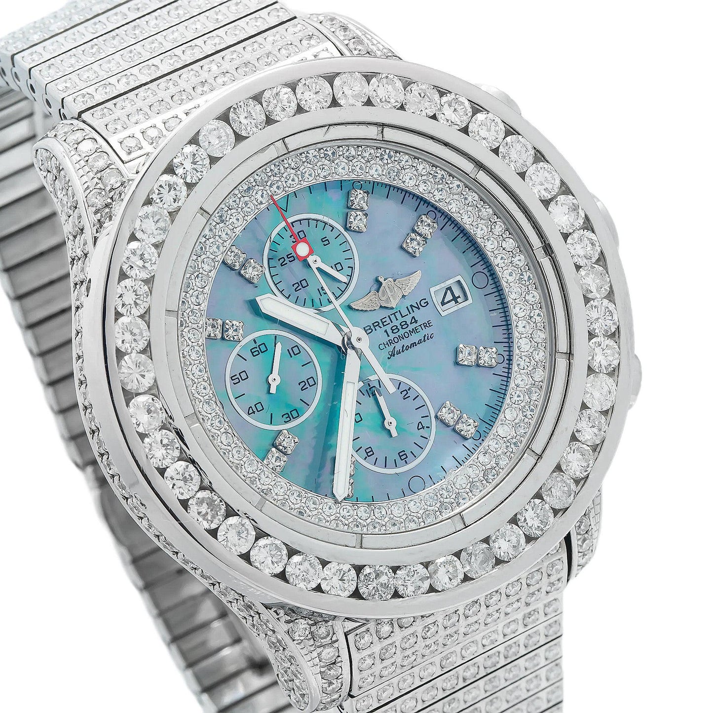 Breitling Super Avenger A13370 48MM Blue Mother Of Pearl Diamond Dial
