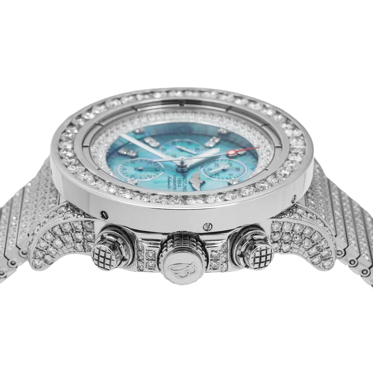 Breitling Super Avenger A13370 48MM Blue Mother Of Pearl Diamond Dial