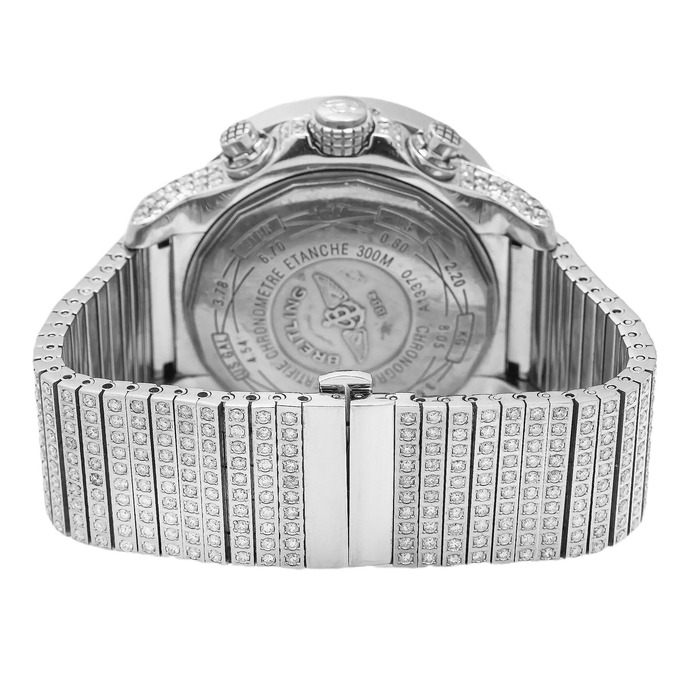 Breitling Super Avenger A13370 48MM Blue Mother Of Pearl Diamond Dial