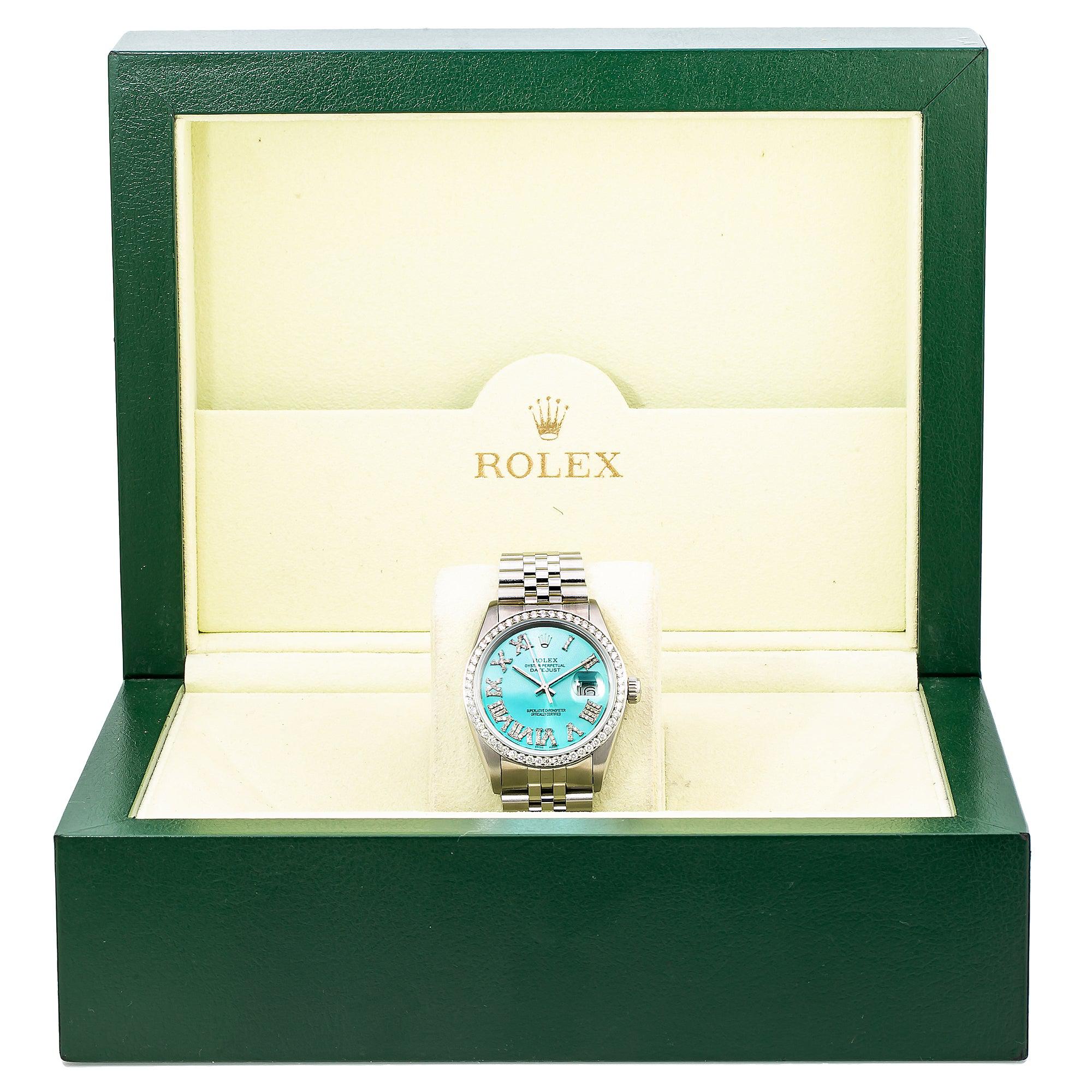Rolex Datejust 1601 36MM Turquoise Diamond Dial With Stainless Steel Jubilee Bracelet