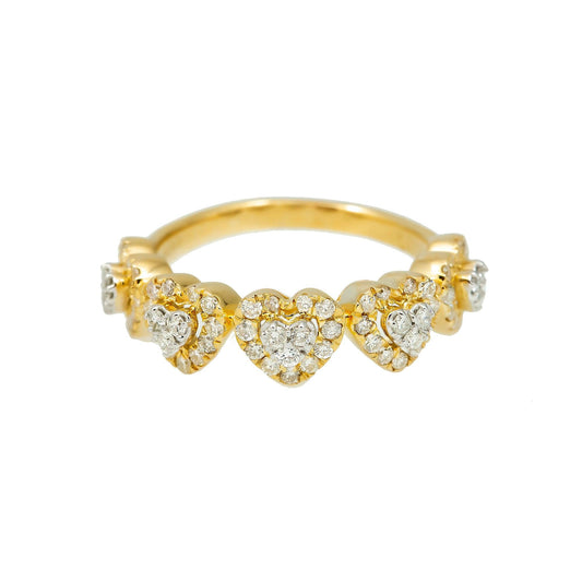 14K GOLD DIAMOND CLUSTER HEARTS RING 0.75 CT