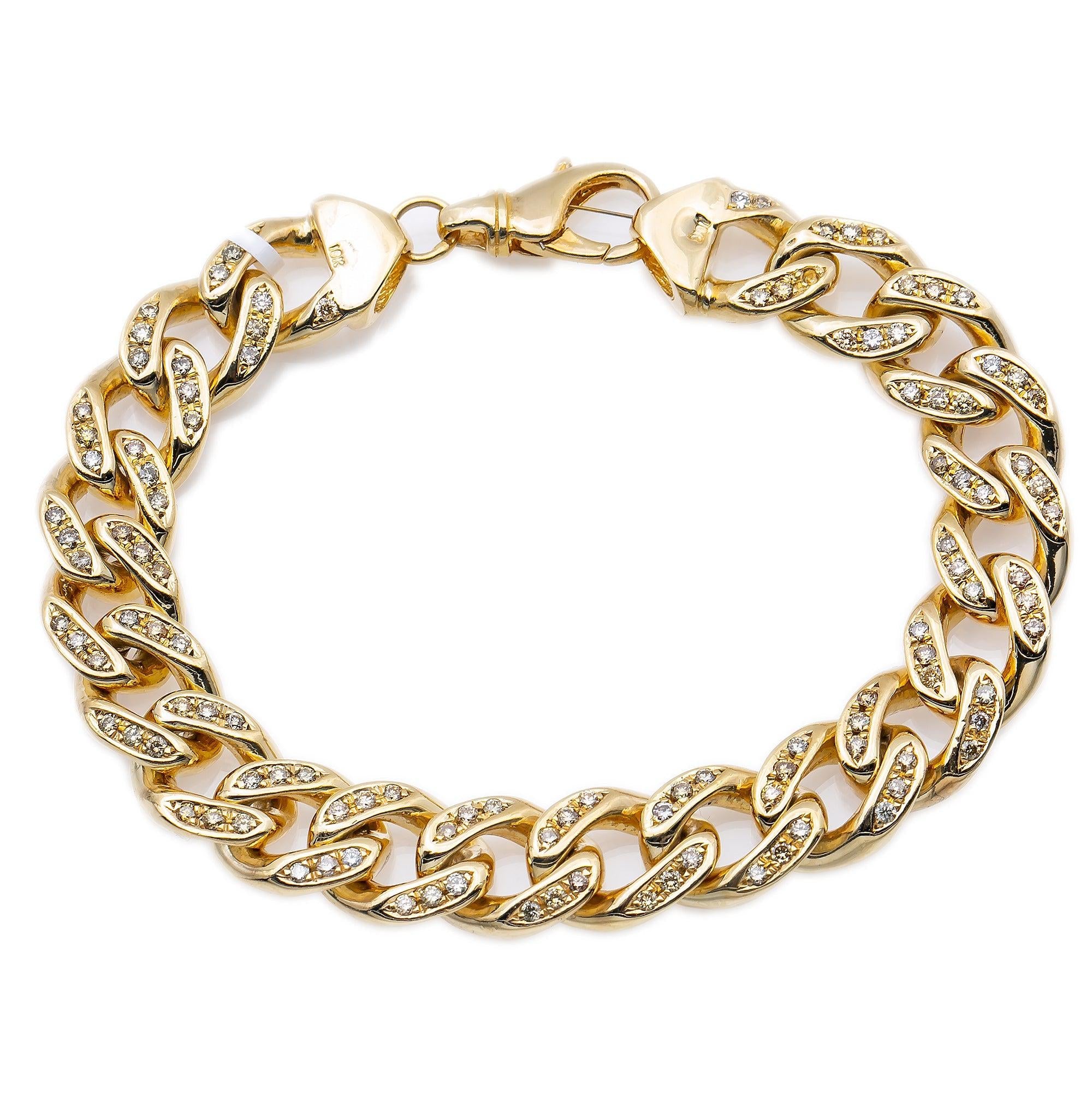 10K YELLOW GOLD 10MM / 8.5" CUBAN BRACELET WITH DIAMONDS