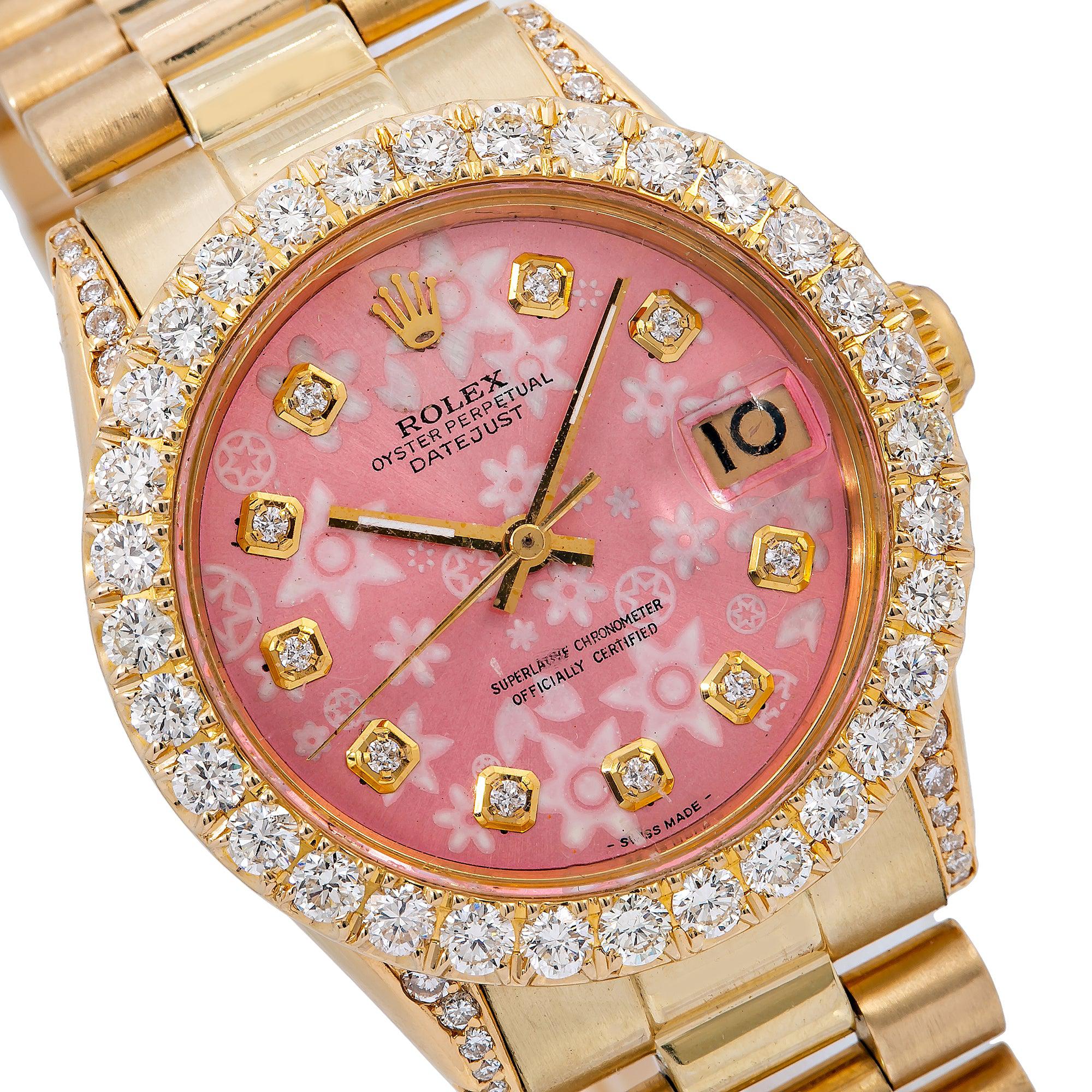 Rolex Oyster Perpetual DateJust 31MM Pink Diamond Dial With Yellow Gold President Bracelet