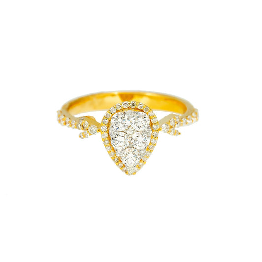 14K GOLD PEAR CLUSTER DIAMOND RING WITH ARROW BAND 0.75 CT