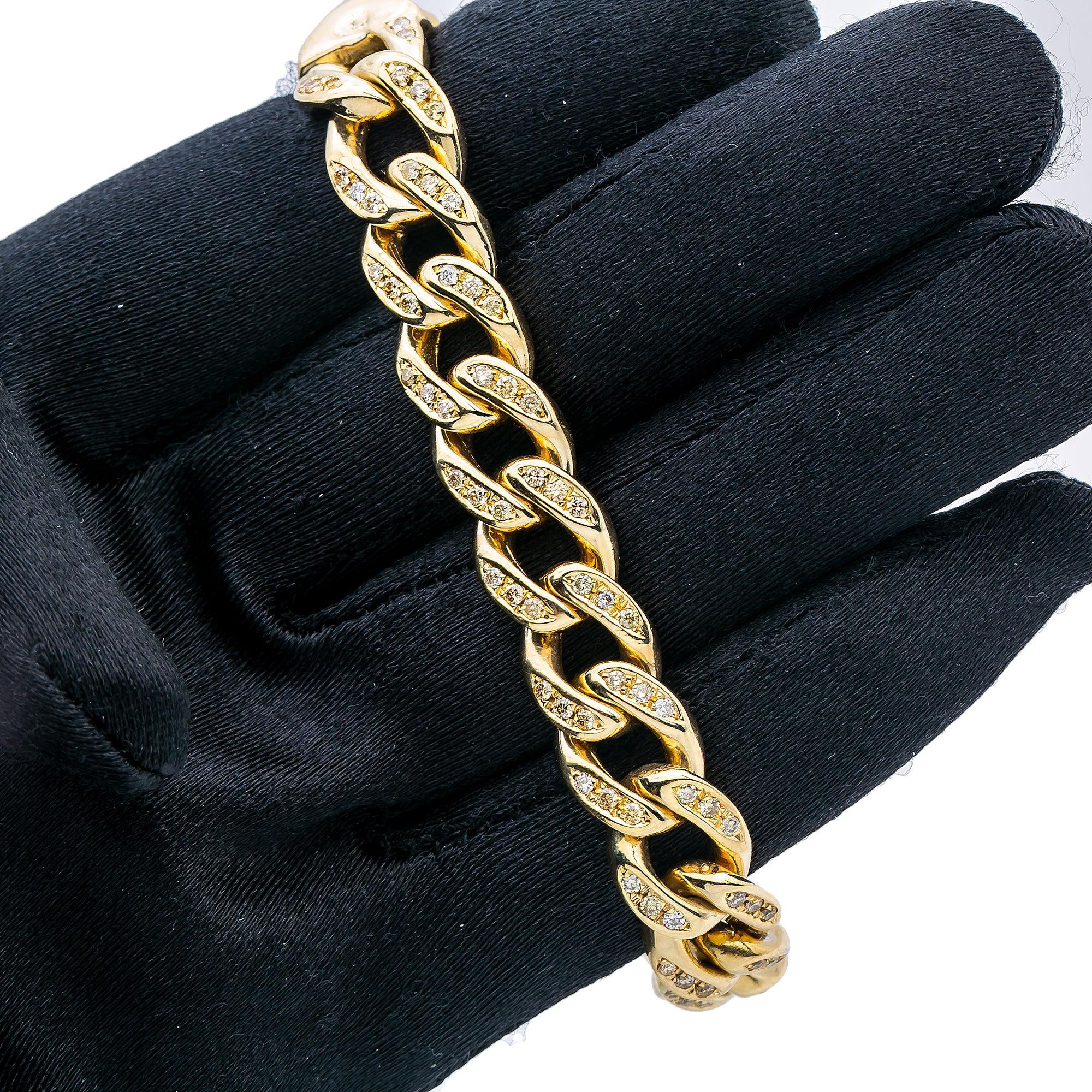 10K YELLOW GOLD 10MM / 8.5" CUBAN BRACELET WITH DIAMONDS