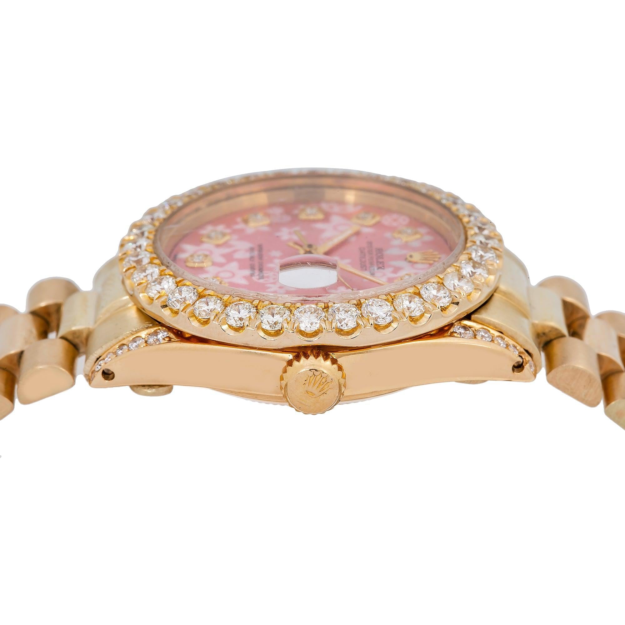 Rolex Oyster Perpetual DateJust 31MM Pink Diamond Dial With Yellow Gold President Bracelet