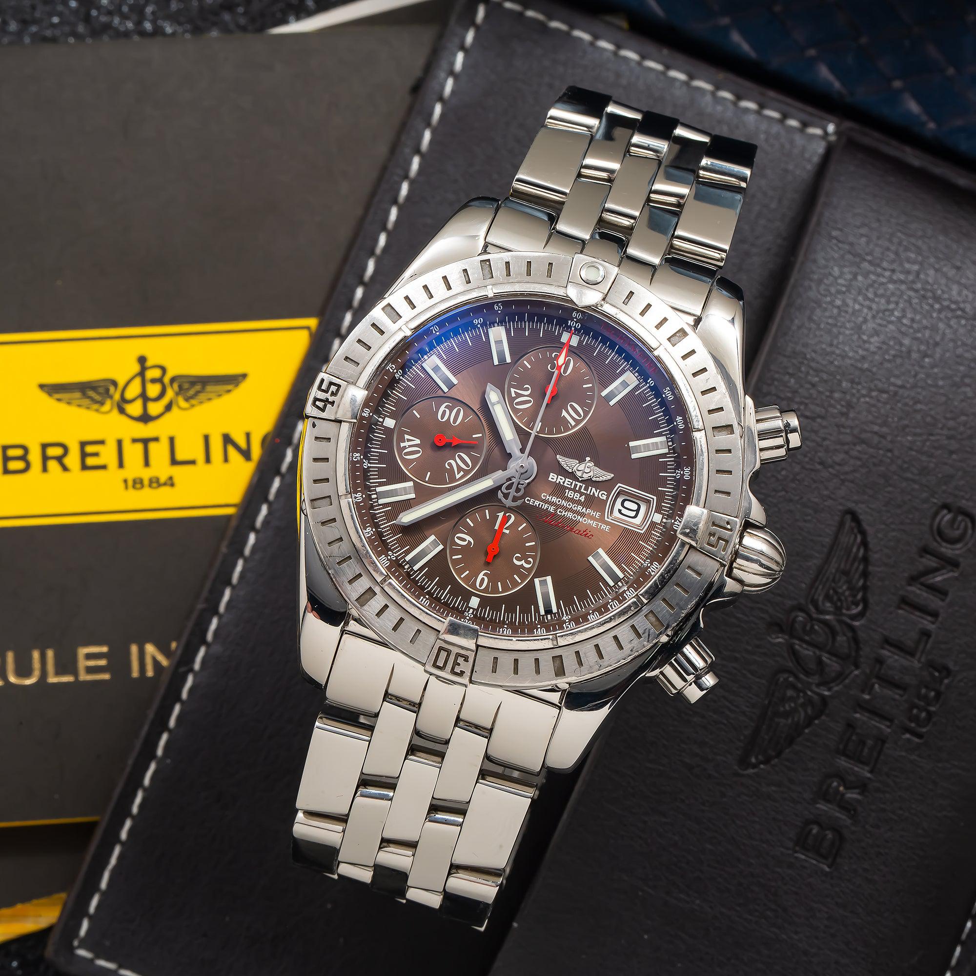 Breitling Chronomat Evolution A13356 44MM Chocolate Dial With Stainless Steel Bracelet