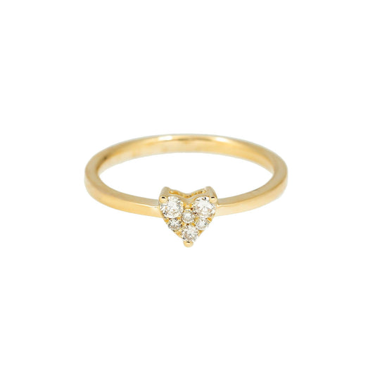14K GOLD DIAMOND HEART CLUSTER PROMISE RING 0.15 CT
