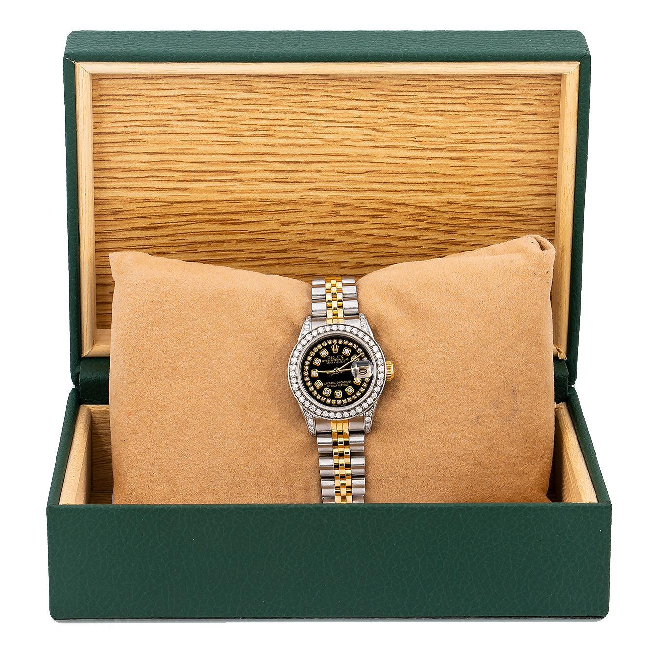 Rolex Lady-Datejust 69173 26MM Black Diamond Dial With 1.2 CT Diamonds