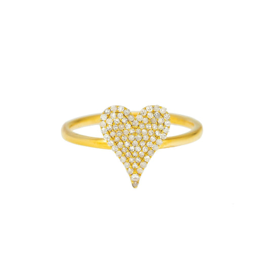 14K GOLD DIAMOND FLAT PAVE HEART RING 0.25 CT