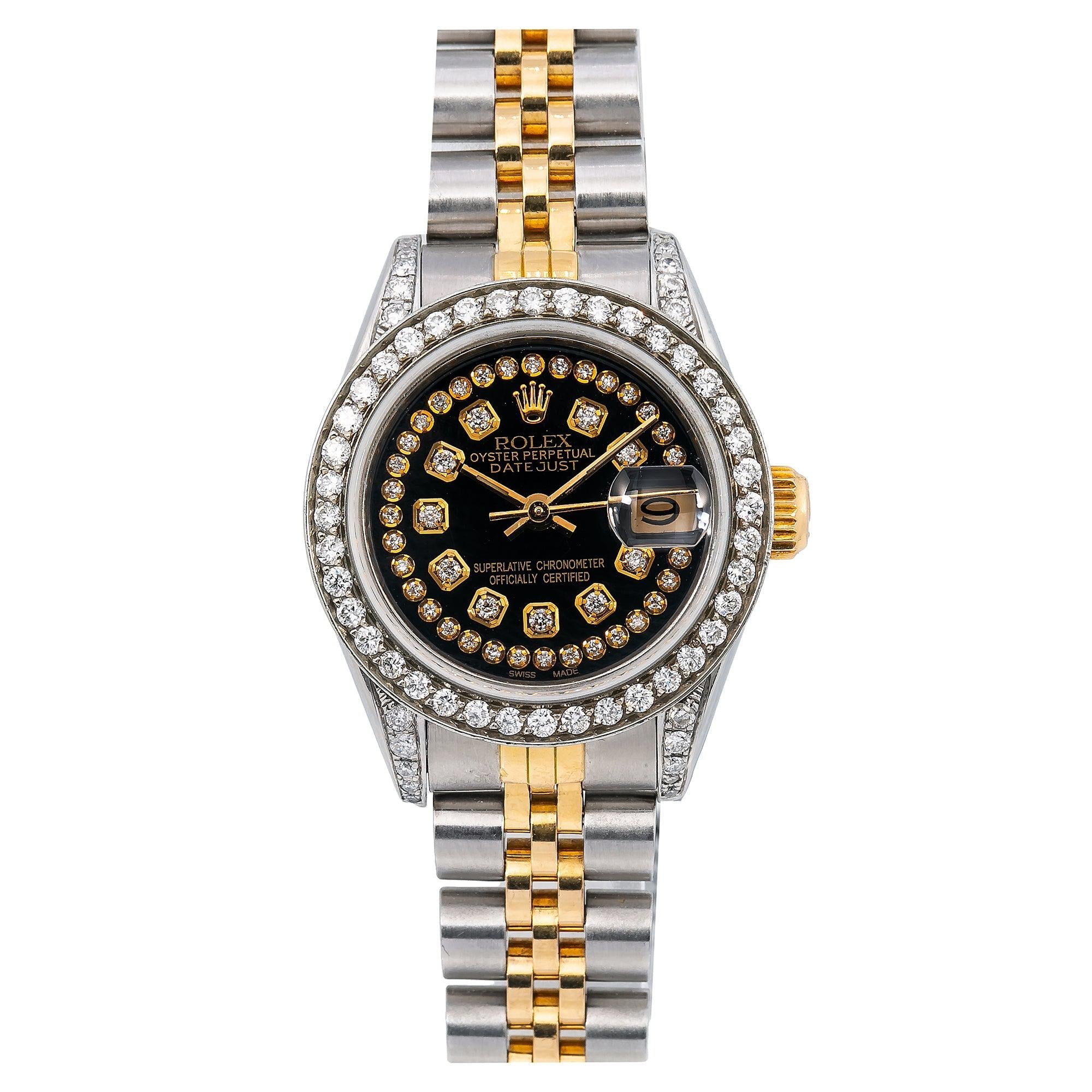 Rolex Lady-Datejust 69173 26MM Black Diamond Dial With 1.2 CT Diamonds