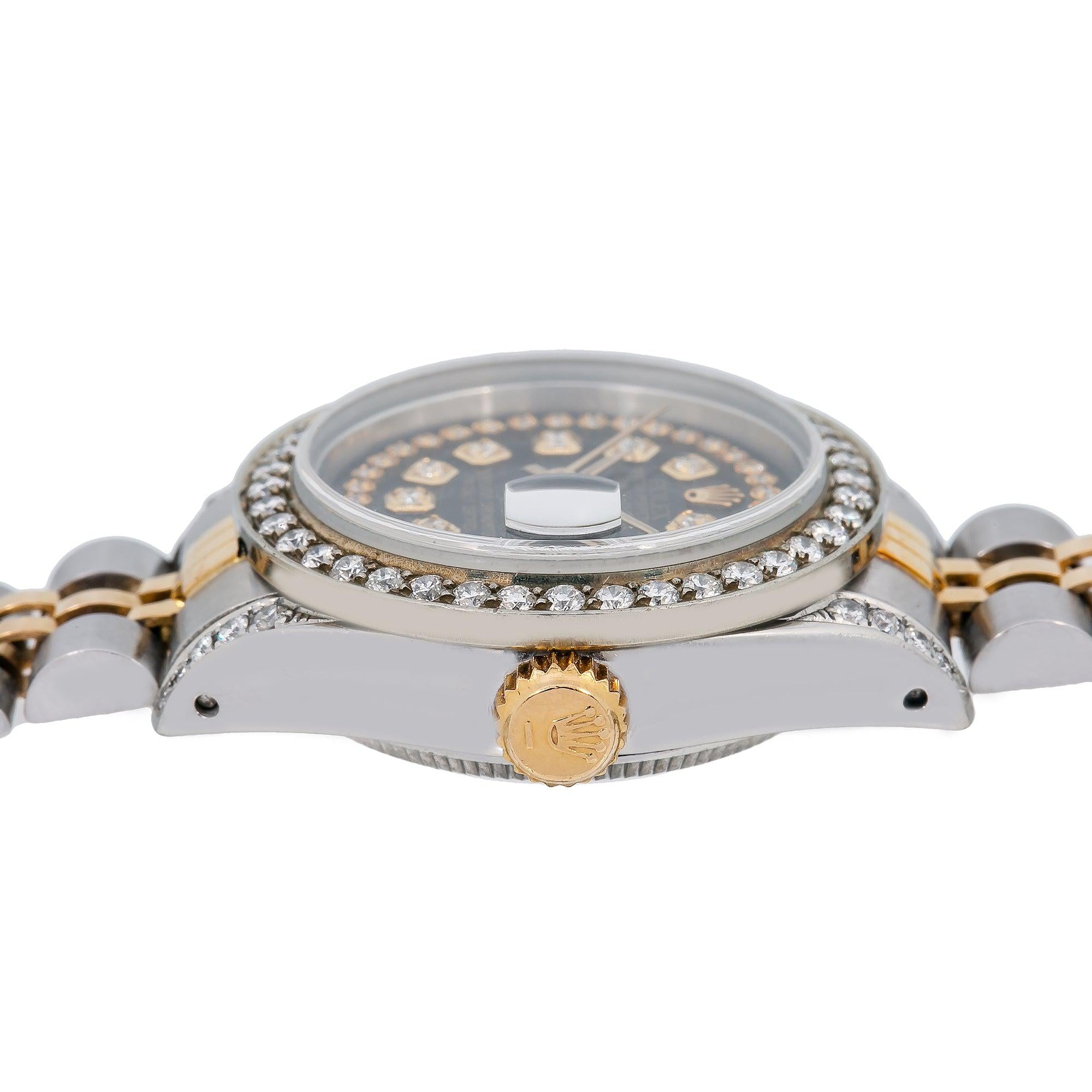 Rolex Lady-Datejust 69173 26MM Black Diamond Dial With 1.2 CT Diamonds