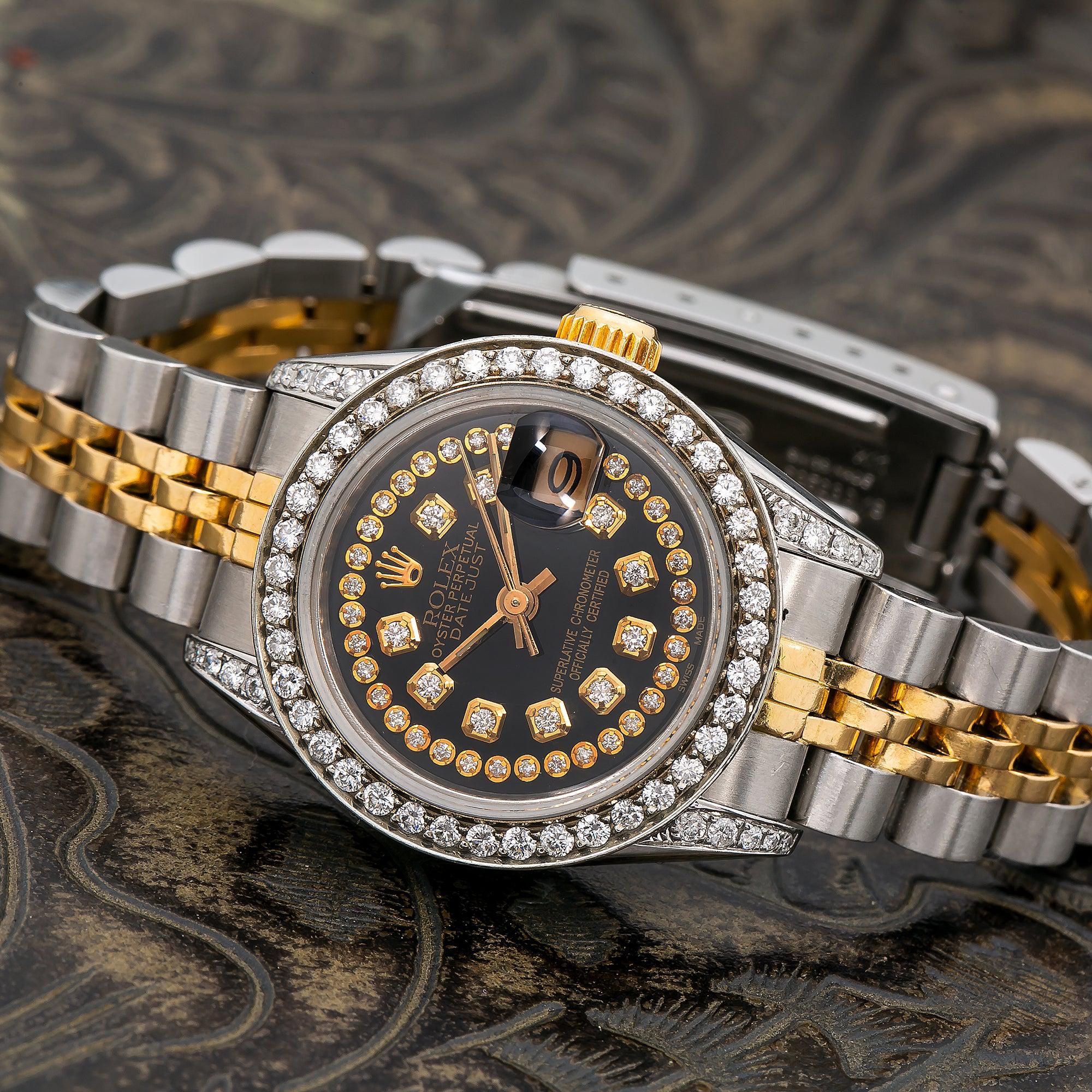 Rolex Lady-Datejust 69173 26MM Black Diamond Dial With 1.2 CT Diamonds