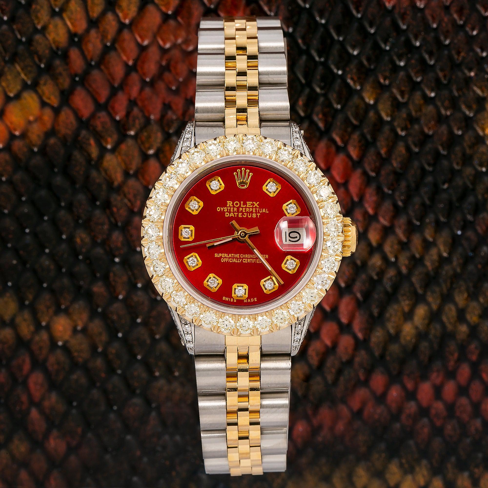 Rolex Datejust 6916  26MM Red Diamond  With 2.25 CT Diamonds