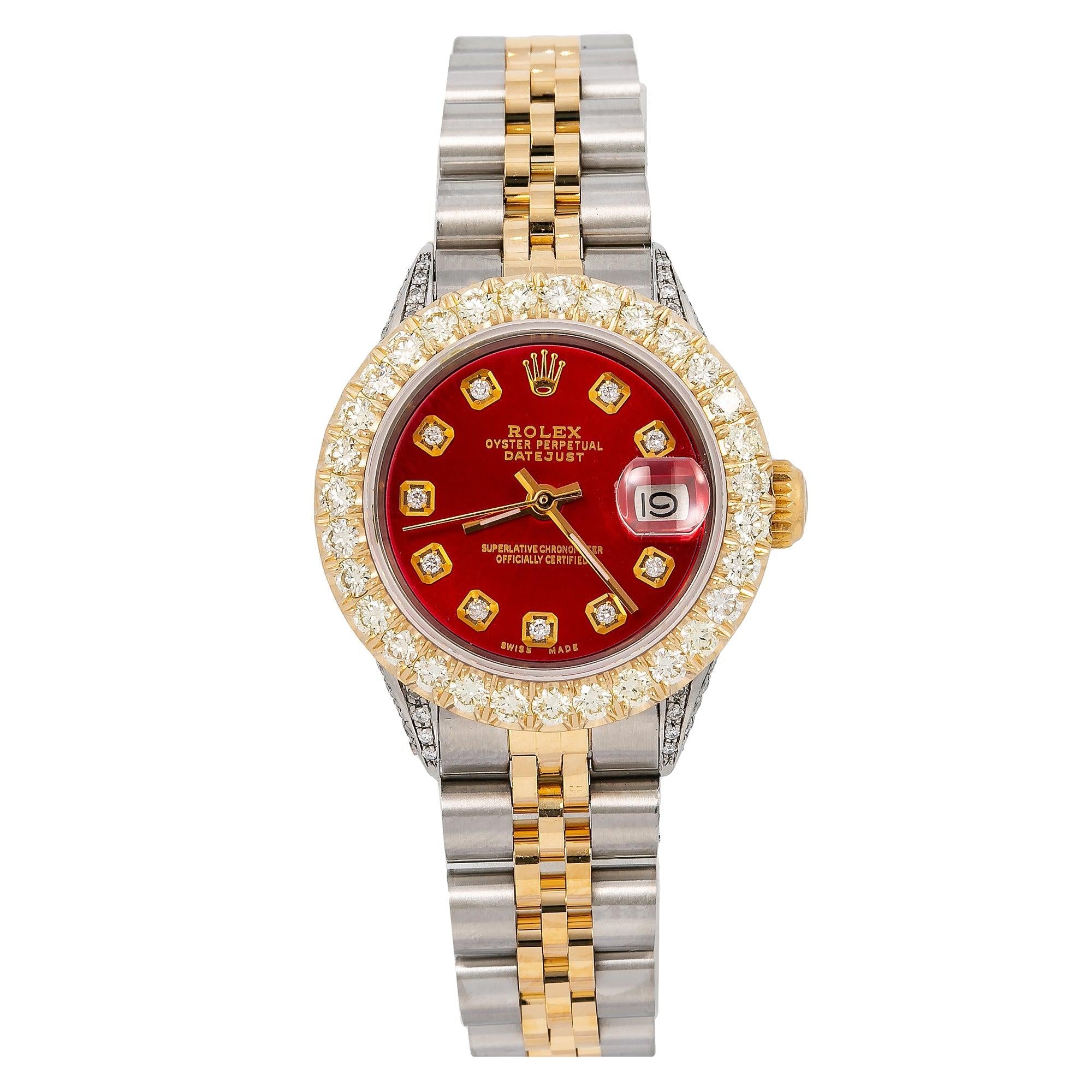 Rolex Datejust 6916  26MM Red Diamond  With 2.25 CT Diamonds