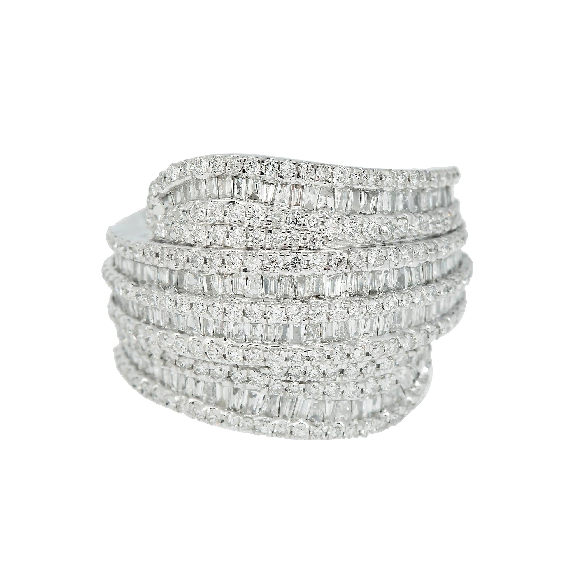 14K GOLD BAGUETTE AND ROUND DIAMOND DESIGNER BAND RING 2.25 CT