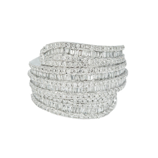 14K GOLD BAGUETTE AND ROUND DIAMOND DESIGNER BAND RING 2.25 CT