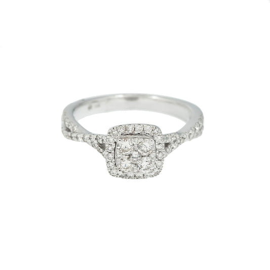 14K GOLD DIAMOND SQUARE CLUSTER RING 0.65 CT