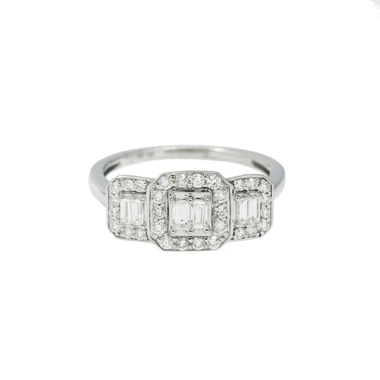 14K GOLD BAGUETTE DIAMOND 3-STONE RING 0.55 CT