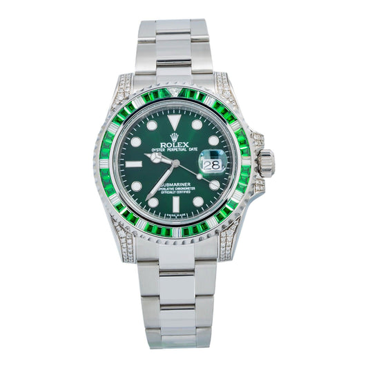 Rolex Submariner Date 116610LN 40MM Green Dial With Diamond Lugs And Bezel