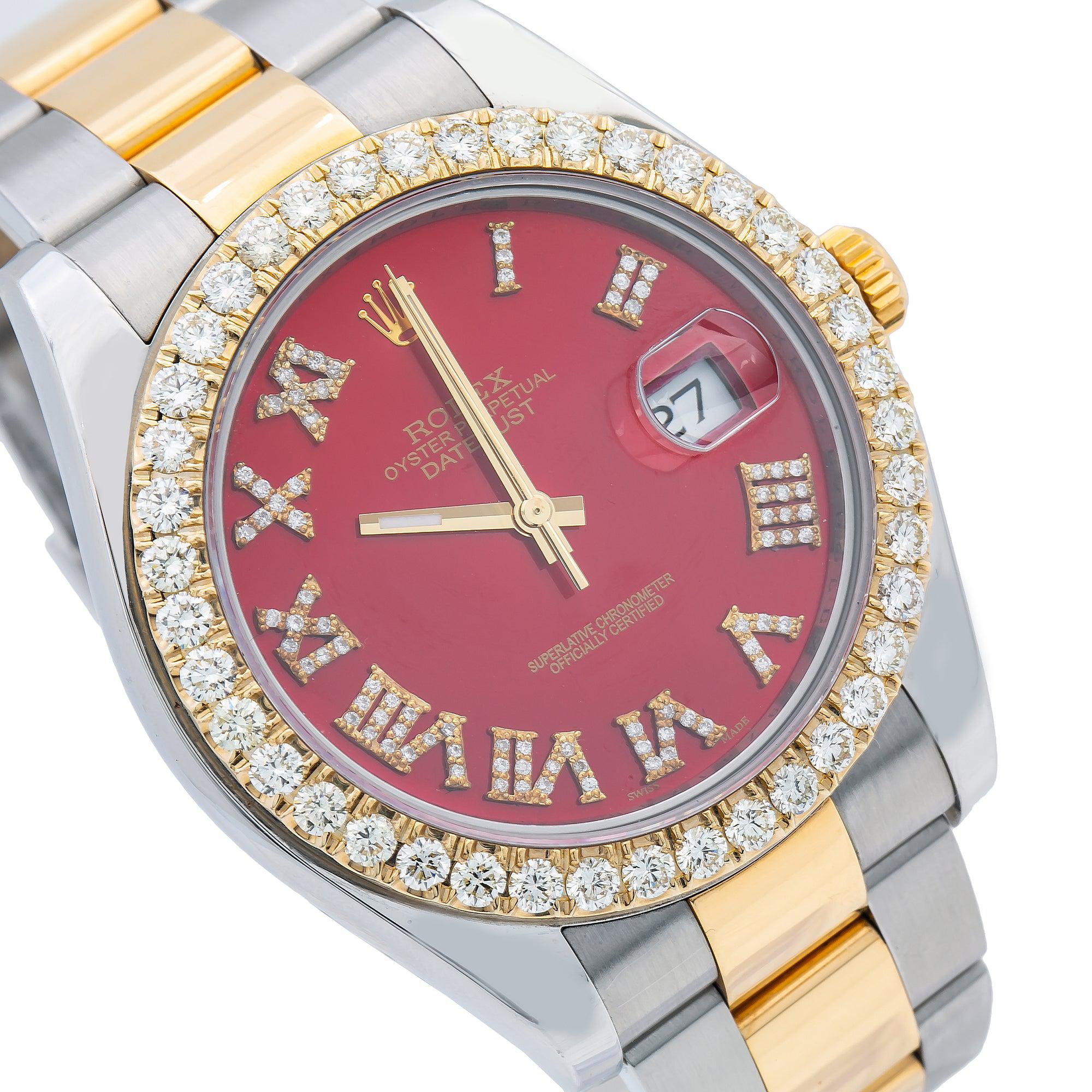 Rolex Datejust II 116333 41MM Red Diamond Dial With Two Tone Oyster Bracelet